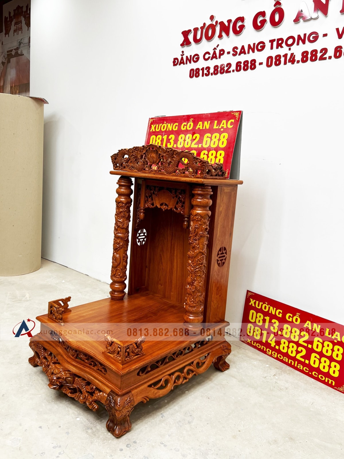 Ban thờ thần tài ông địa gỗ hương đá cao cấp 2 Ban thờ thần tài ông địa gỗ hương đá cao cấp - Ảnh 2