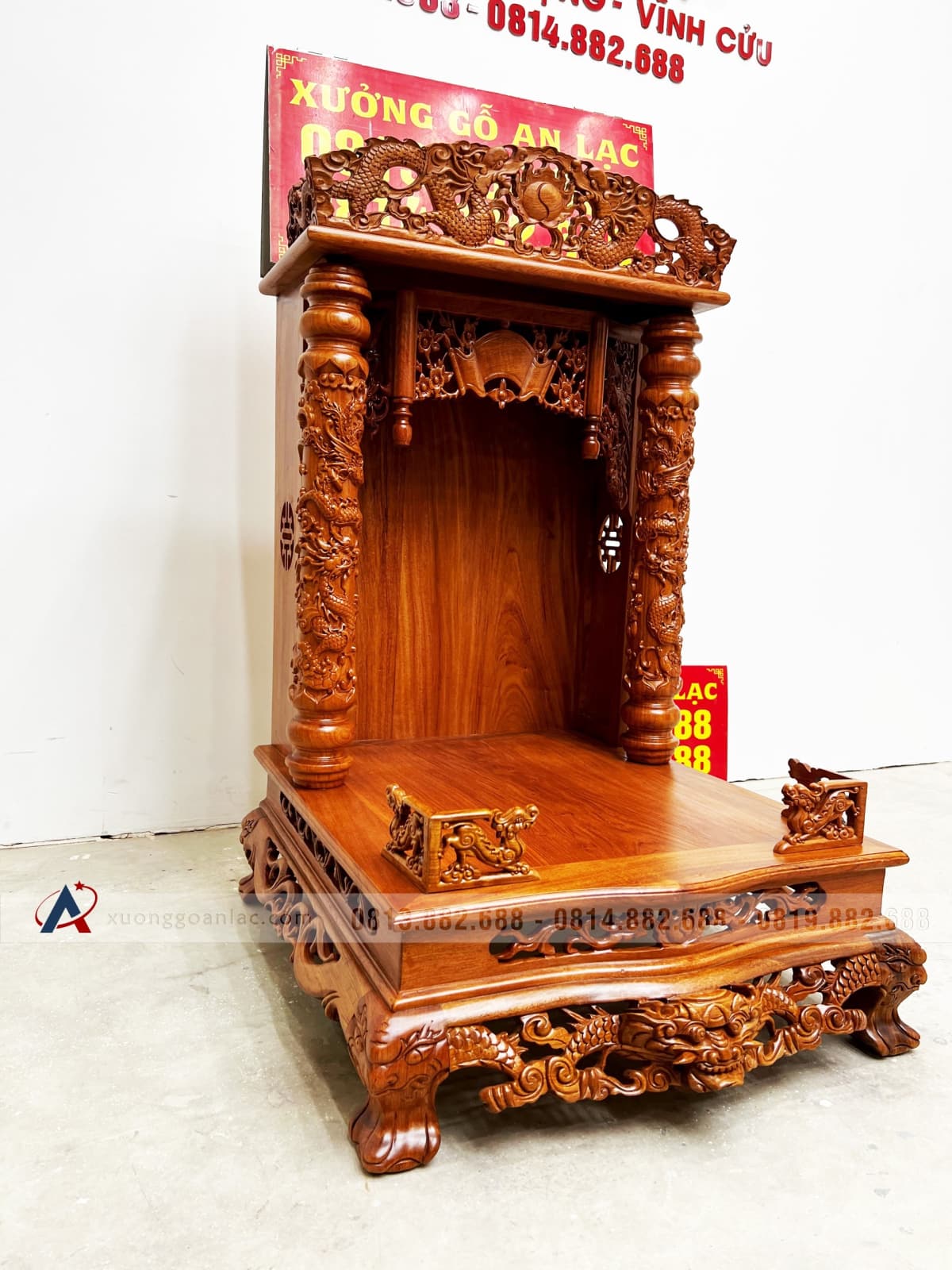 Ban thờ thần tài ông địa gỗ hương đá cao cấp 44 ban thờ ông địa gỗ gõ đỏ