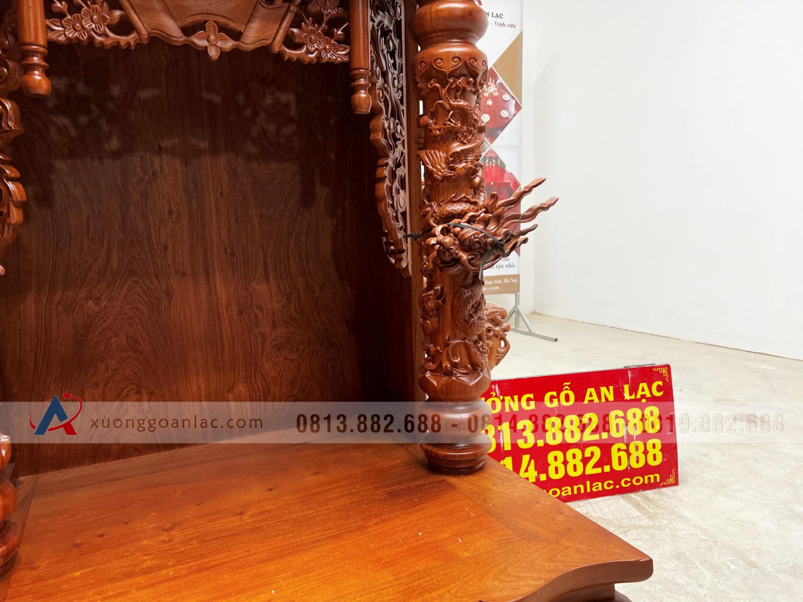 Ban thờ ông địa thần tài gỗ hương đá 8 Ban thờ ông địa thần tài gỗ hương đá - Ảnh 8