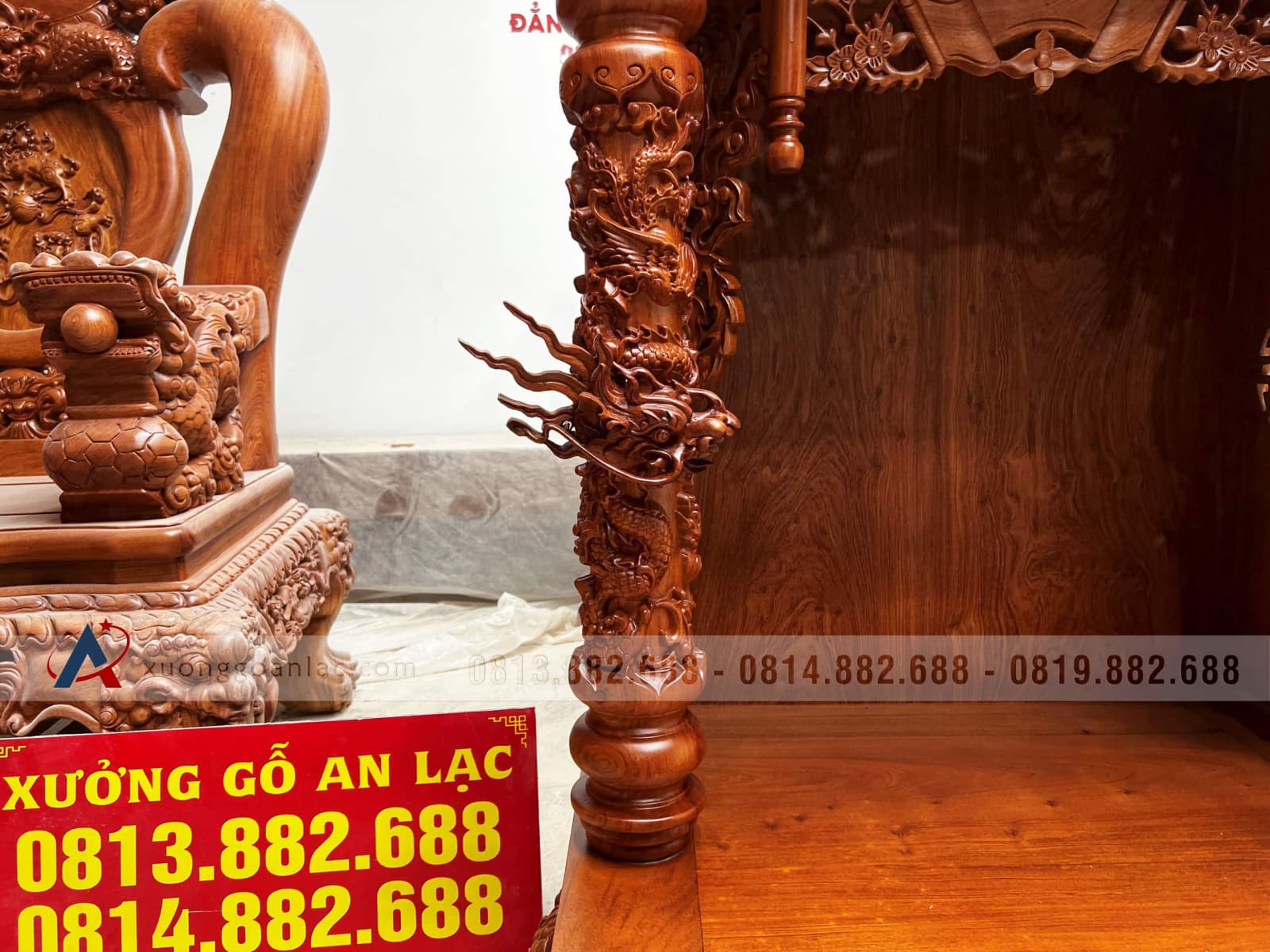 Ban thờ ông địa thần tài gỗ hương đá 9 Ban thờ ông địa thần tài gỗ hương đá - Ảnh 9