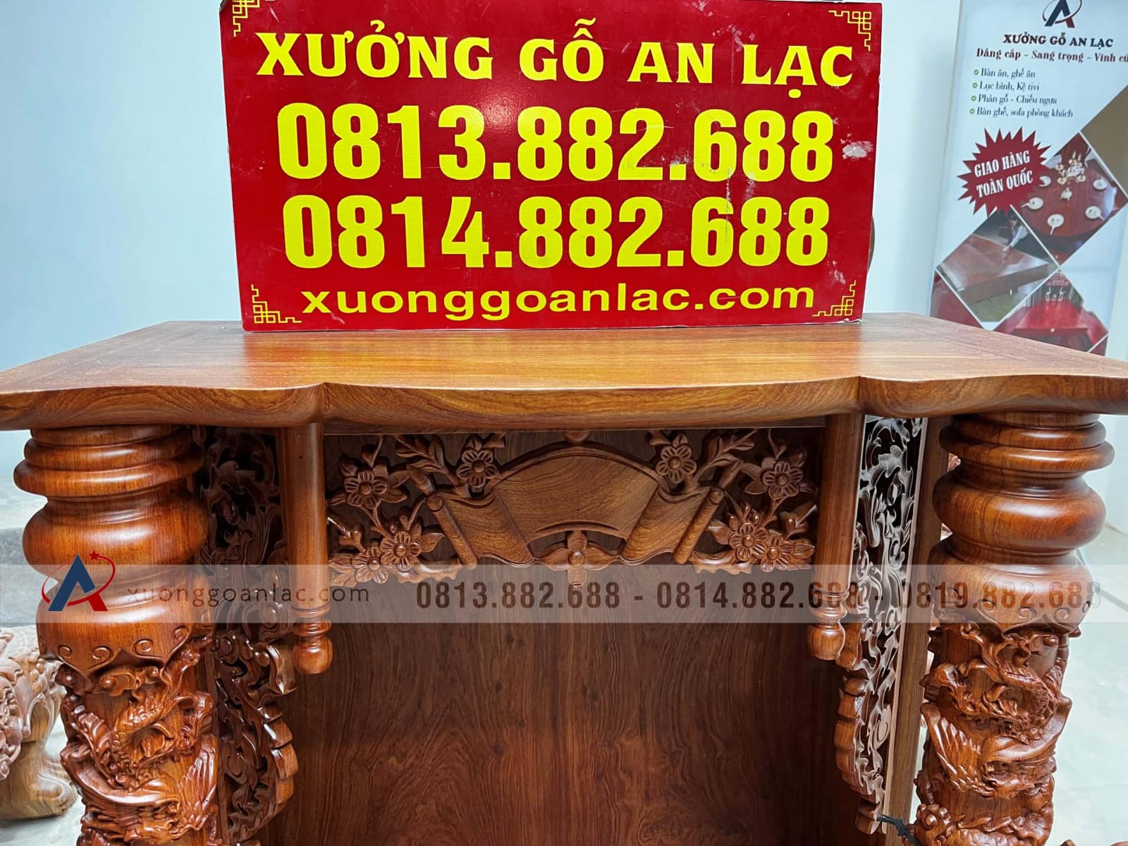 Ban thờ ông địa thần tài gỗ hương đá 10 Ban thờ ông địa thần tài gỗ hương đá - Ảnh 10