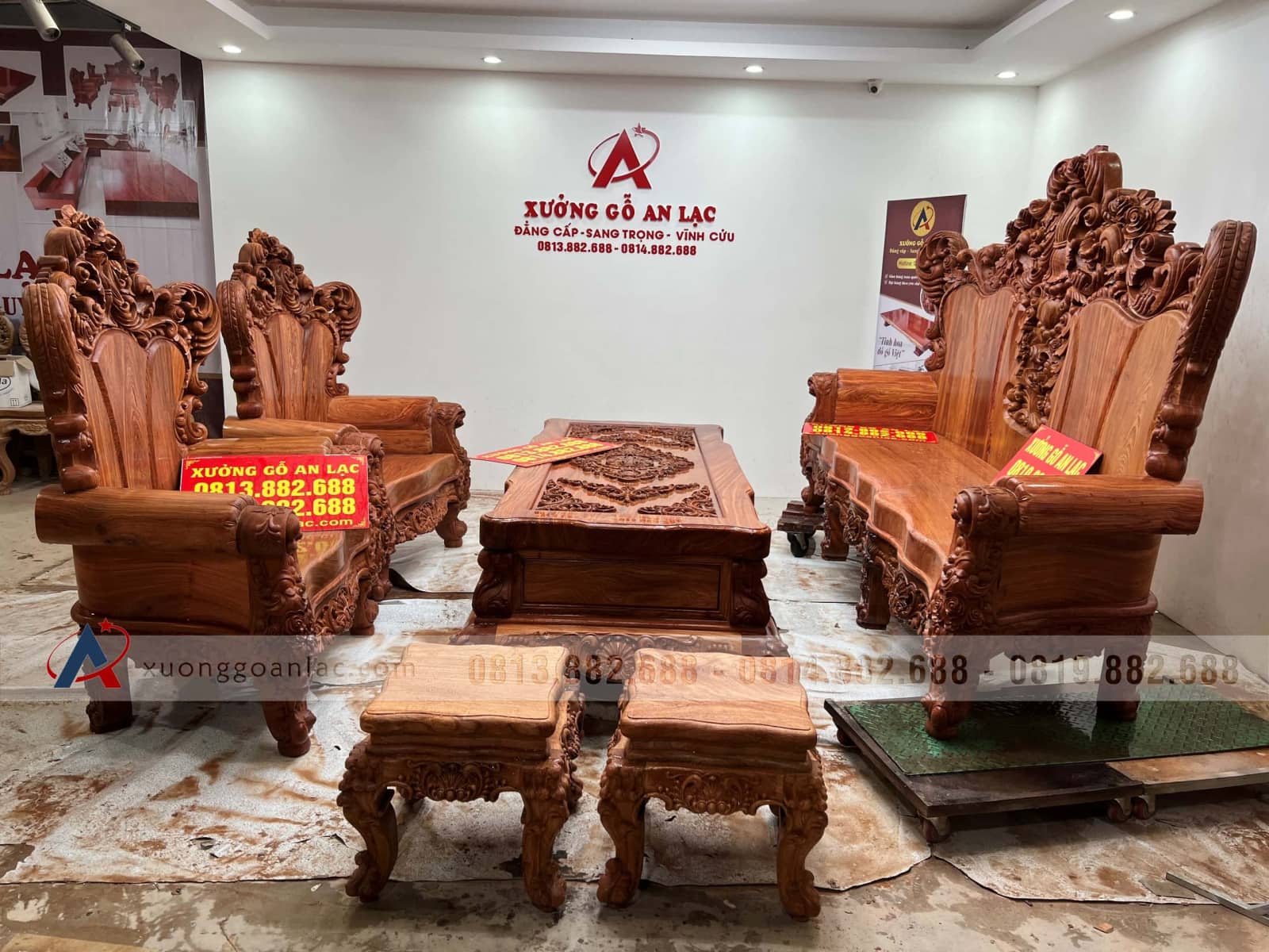 Bộ Hoàng gia nguyên khối V10 6 món cực khủng gỗ Hương Đá (bác Lâm, Hà Nội) 60 Bộ Hoàng gia nguyên khối 6 món gỗ Hương Đá siêu vip