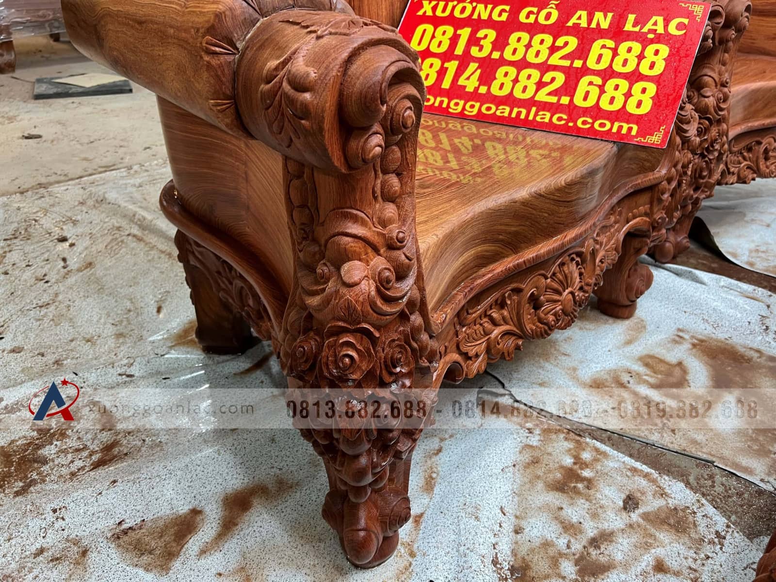 Bộ Hoàng gia nguyên khối V10 6 món cực khủng gỗ Hương Đá (bác Lâm, Hà Nội) 20 bàn ghế hoàng gia tựa liền khối gỗ hương đá đẳng cấp
