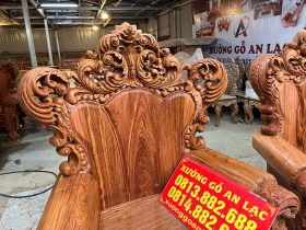 Bộ Hoàng gia nguyên khối V10 6 món cực khủng gỗ Hương Đá (bác Lâm, Hà Nội) 50 bàn ghế hoàng gia tựa liền khối đẳng cấp