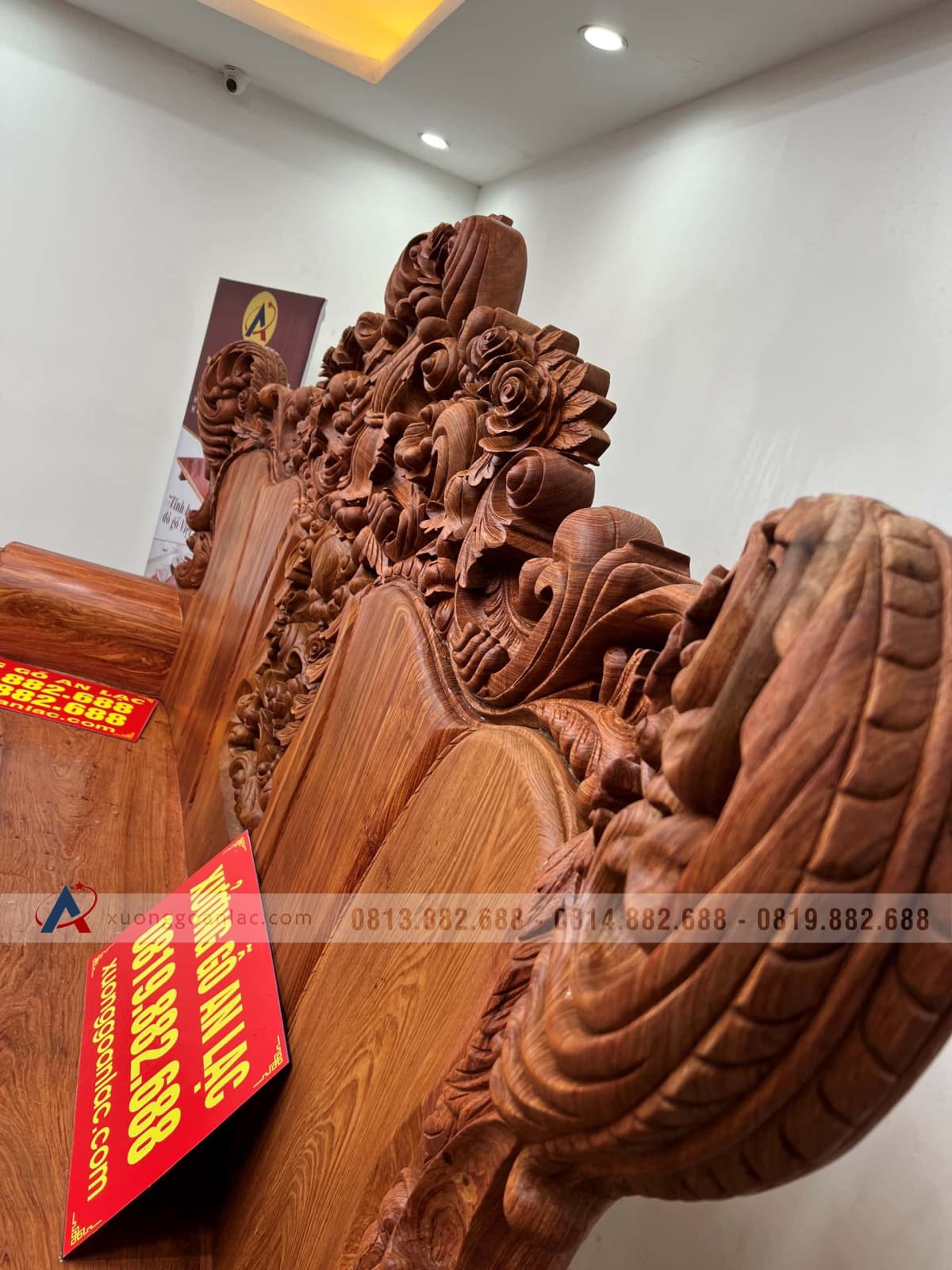 Bộ Hoàng gia nguyên khối V10 6 món cực khủng gỗ Hương Đá (bác Lâm, Hà Nội) 13 bàn ghế hoàng gia cao cấp gỗ hương đá nguyên khối