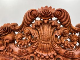 Bộ Hoàng gia nguyên khối V10 6 món cực khủng gỗ Hương Đá (bác Lâm, Hà Nội) 36 ghế hoàng gia đục tay họa tiết hoa lá tây siêu vip