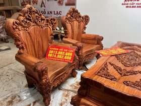 Bộ Hoàng gia nguyên khối V10 6 món cực khủng gỗ Hương Đá (bác Lâm, Hà Nội) 33 bộ bàn ghế hoàng gia gỗ hương đá đẳng cấp
