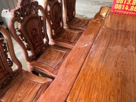 Bộ bàn ăn hoàng gia 8 ghế hồng hạt gỗ hương đá (Bác Vì, Ninh Bình) 22 Bo ban an Hoang Gia long khung 8 ghe Huong Da 10