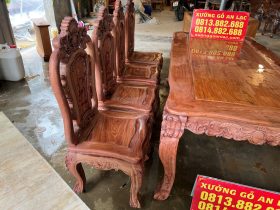 Bộ bàn ăn hoàng gia 8 ghế hồng hạt gỗ hương đá (Bác Vì, Ninh Bình) 15 Bo ban an Hoang Gia long khung 8 ghe Huong Da 3