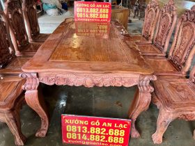 Bộ bàn ăn hoàng gia 8 ghế hồng hạt gỗ hương đá (Bác Vì, Ninh Bình) 16 bàn ăn gỗ hương đá cao cấp