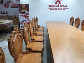 Bộ bàn ăn nguyên khối 14 ghế louis gỗ gõ đỏ cao cấp (Anh Tư, Hồ Chí Minh) 24 Bo ban an go do 14 ghe nguyen khoi anh Tu Ho Chi Minh 11