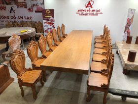 Bộ bàn ăn nguyên khối 14 ghế louis gỗ gõ đỏ cao cấp (Anh Tư, Hồ Chí Minh) 17 Bo ban an go do 14 ghe nguyen khoi anh Tu Ho Chi Minh 4