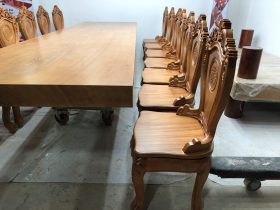 Bộ bàn ăn nguyên khối 14 ghế louis gỗ gõ đỏ cao cấp (Anh Tư, Hồ Chí Minh) 19 bộ bàn ăn 14 ghế