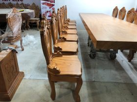 Bộ bàn ăn nguyên khối 14 ghế louis gỗ gõ đỏ cao cấp (Anh Tư, Hồ Chí Minh) 20 bộ bàn ăn 14 ghế hoành tráng