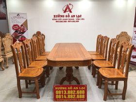 Bộ bàn ăn gõ đỏ 8 ghế cây đàn (Chị Thủy, Hà Nội) 29 bàn ghế ăn gỗ gõ đỏ cao cấp mẫu cây đàn