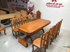 Bộ bàn ăn gõ đỏ 8 ghế cây đàn (Chị Thủy, Hà Nội) 30 bộ bàn ghế ăn cao cấp gỗ gõ đỏ tự nhiên