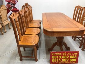 Bộ bàn ăn gõ đỏ 8 ghế cây đàn (Chị Thủy, Hà Nội) 32 bàn ghế ăn cao cấp gỗ gõ đỏ tự nhiên