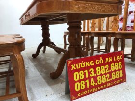 Bộ bàn ăn gõ đỏ 8 ghế cây đàn (Chị Thủy, Hà Nội) 34 bàn ăn 8 ghế gỗ gõ đỏ tự nhiên cao cấp