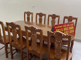 Bộ bàn ăn gõ đỏ 8 ghế cây đàn (Chị Thủy, Hà Nội) 24 Bàn ăn gỗ gõ đỏ