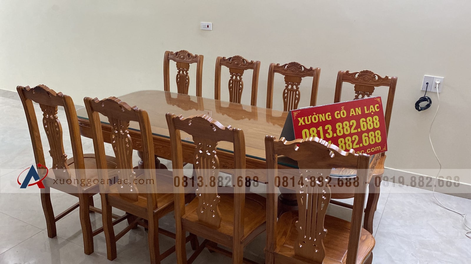 Bộ bàn ăn gõ đỏ 8 ghế cây đàn (Chị Thủy, Hà Nội) 4 Bàn ăn gỗ gõ đỏ