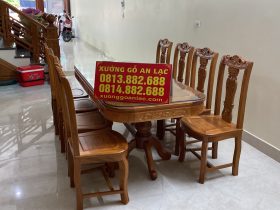 Bộ bàn ăn gõ đỏ 8 ghế cây đàn (Chị Thủy, Hà Nội) 26 bộ bàn ghế ăn cây đàn