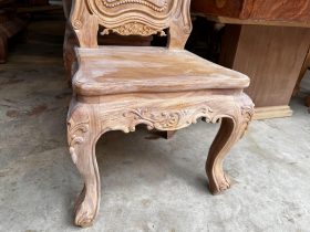 Nguyên mộc bộ bàn ăn nguyên khối 10 ghế louis hoa lá tây (Anh Bình, Bắc Giang) 28 ghế ăn gỗ gõ đỏ mặt liền tấm