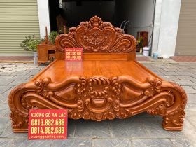 Giường Ngủ Hoa Hồng Louis gỗ gõ đỏ