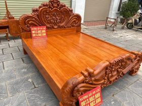 Giường Hoa Hồng nguyên khối gỗ gõ đỏ giao Hải Phòng 9 giường ngủ louis hoa hồng