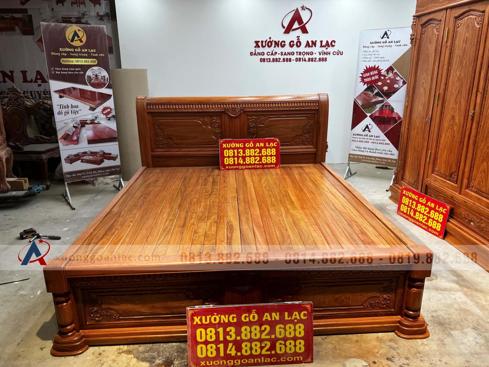 Hoàn Thiện Giường ngủ 1m8x2m gỗ hương đá giao ở Rạch Giá (Kiên Giang) 44 giường ngủ gỗ hương đá cao cấp