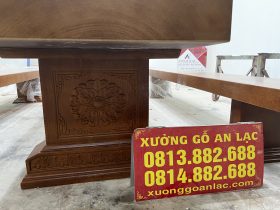 Bộ bàn ghế K3 gỗ gõ đỏ 3m siêu vip (chị Linh, Đồng Nai) 18 bàn ăn nguyên khối gỗ gõ đỏ