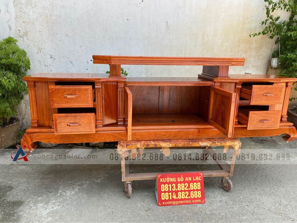 Kệ tivi kiểu vát trơn 2m4 gỗ Hương Đá (anh Minh, Hà Nội) 26 kệ tivi vát trơn gỗ hương đá
