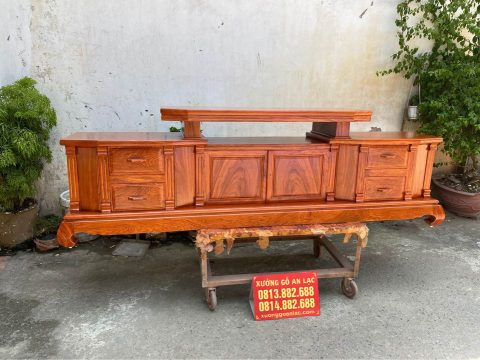 Kệ Tivi Kiểu Vát 2m4 gỗ Hương Đá