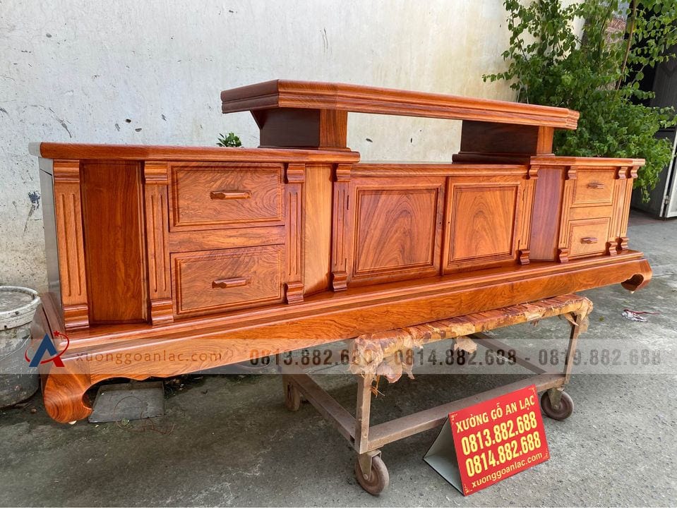 Kệ tivi kiểu vát trơn 2m4 gỗ Hương Đá (anh Minh, Hà Nội) 23 kệ tivi gỗ hương đá