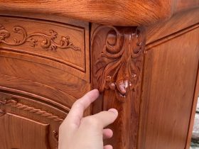 Kệ tivi Louis Hoàng Gia 2m62 nguyên khối gỗ Hương Đá (anh Lương, Nam Định) 18 kệ tivi gỗ hương đá cao cấp