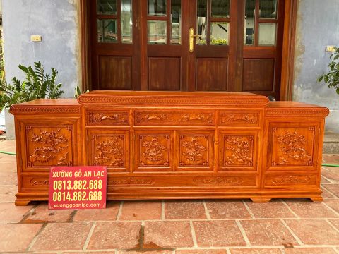 Kệ Tivi Mõ Lồi Siêu Vip 2m37 Gỗ Hương Đá