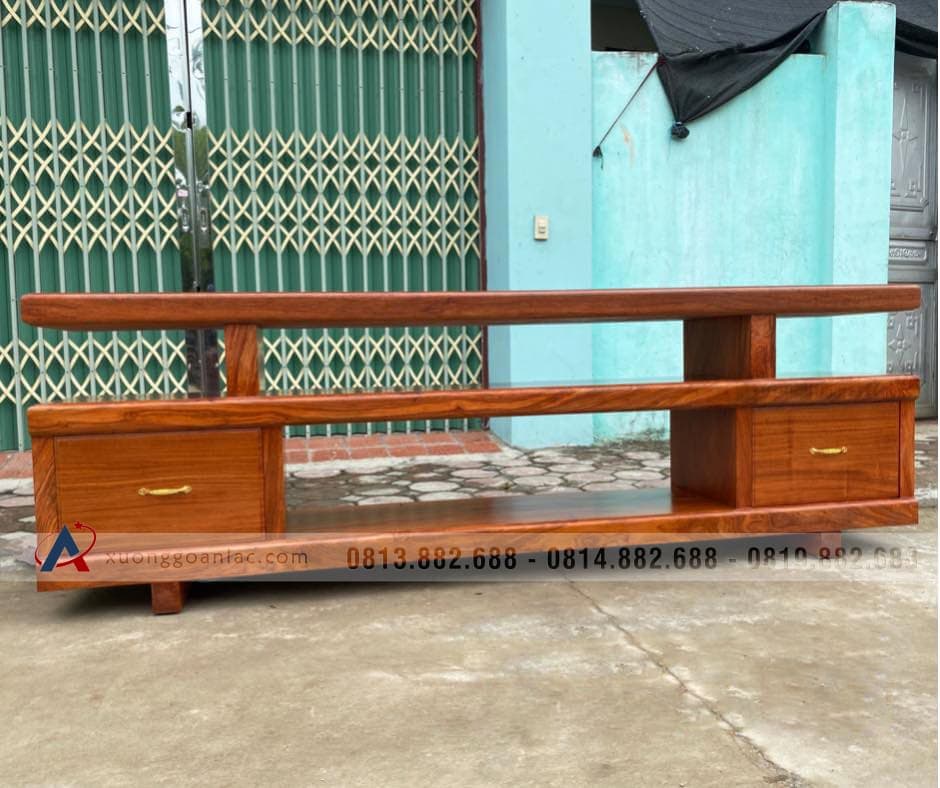 Kệ sofa nguyên khối 3 tấm 2 ngăn kéo gỗ hương đá (anh Hội, Hà Nội) 21 kệ tivi gỗ hương đá