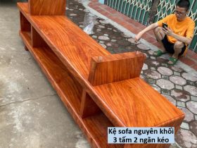 Kệ sofa nguyên khối 3 tấm 2 ngăn kéo gỗ hương đá (anh Hội, Hà Nội) 18 Ke sofa nguyen khoi 3 tam 2 ngan keo go huong da 8