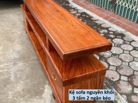 Kệ sofa nguyên khối 3 tấm 2 ngăn kéo gỗ hương đá (anh Hội, Hà Nội) 19 Ke sofa nguyen khoi 3 tam 2 ngan keo go huong da 9