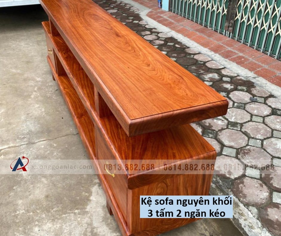 Kệ sofa nguyên khối 3 tấm 2 ngăn kéo gỗ hương đá (anh Hội, Hà Nội) 10 Kệ sofa nguyên khối 3 tấm 2 ngăn kéo gỗ hương đá (anh Hội, Hà Nội) - Ảnh 10