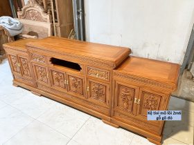 Kệ tivi kiểu mõ lồi 2m6 gỗ gõ đỏ (anh Tuấn, Hà Nam) 5 Kệ tivi kiểu mõ lồi 2m6