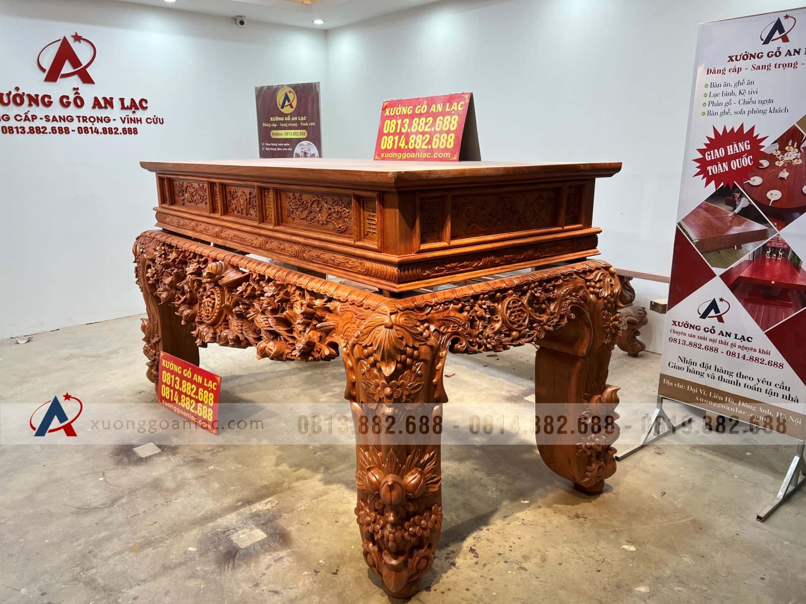 Sập thờ Mai Điểu chân 24 - 217x107x127cm (Bác Tư - Sài Gòn) 57 sập thờ cao cấp gỗ gõ đỏ tự nhiên
