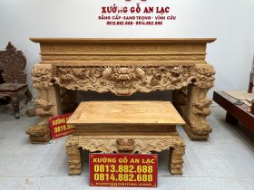 Sập thờ tứ linh gỗ Gõ Đỏ 217x17x127cm