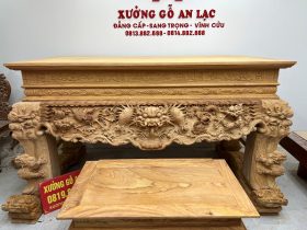 Nguyên mộc sập thờ Tứ Linh chân 25 gỗ Gõ Đỏ 217x107x127cm giao Hải Dương 42 sập thờ tứ linh gỗ gõ đỏ đục tay đẳng cấp