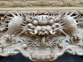 Nguyên mộc sập thờ Tứ Linh chân 25 gỗ Gõ Đỏ 217x107x127cm giao Hải Dương 41 sập thờ đục tay họa tiết tứ linh sắc sảo kênh bong