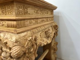 Nguyên mộc sập thờ Tứ Linh chân 25 gỗ Gõ Đỏ 217x107x127cm giao Hải Dương 38 Sap tho tu linh go Go Do 217x17x127cm 14