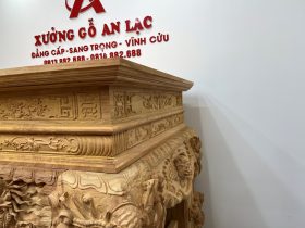 Nguyên mộc sập thờ Tứ Linh chân 25 gỗ Gõ Đỏ 217x107x127cm giao Hải Dương 29 Sap tho tu linh go Go Do 217x17x127cm 23