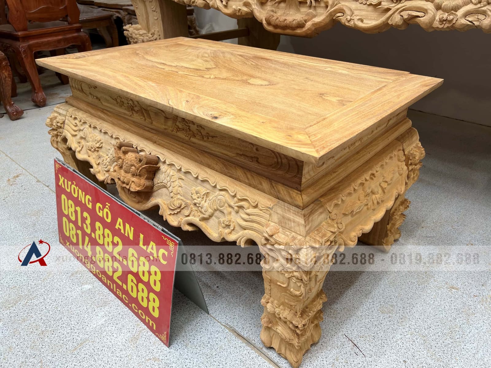 Nguyên mộc sập thờ Tứ Linh chân 25 gỗ Gõ Đỏ 217x107x127cm giao Hải Dương 20 Nguyên mộc sập thờ Tứ Linh chân 25 gỗ Gõ Đỏ 217x107x127cm giao Hải Dương - Ảnh 20
