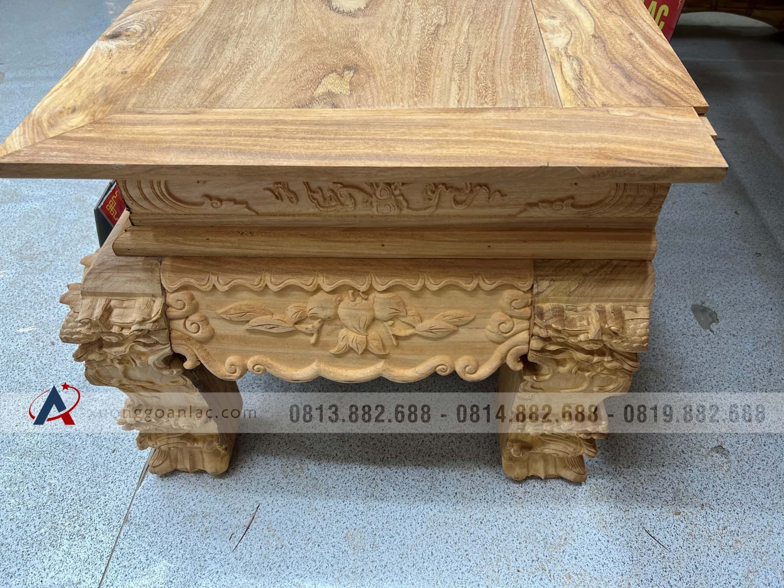 Nguyên mộc sập thờ Tứ Linh chân 25 gỗ Gõ Đỏ 217x107x127cm giao Hải Dương 19 Nguyên mộc sập thờ Tứ Linh chân 25 gỗ Gõ Đỏ 217x107x127cm giao Hải Dương - Ảnh 19