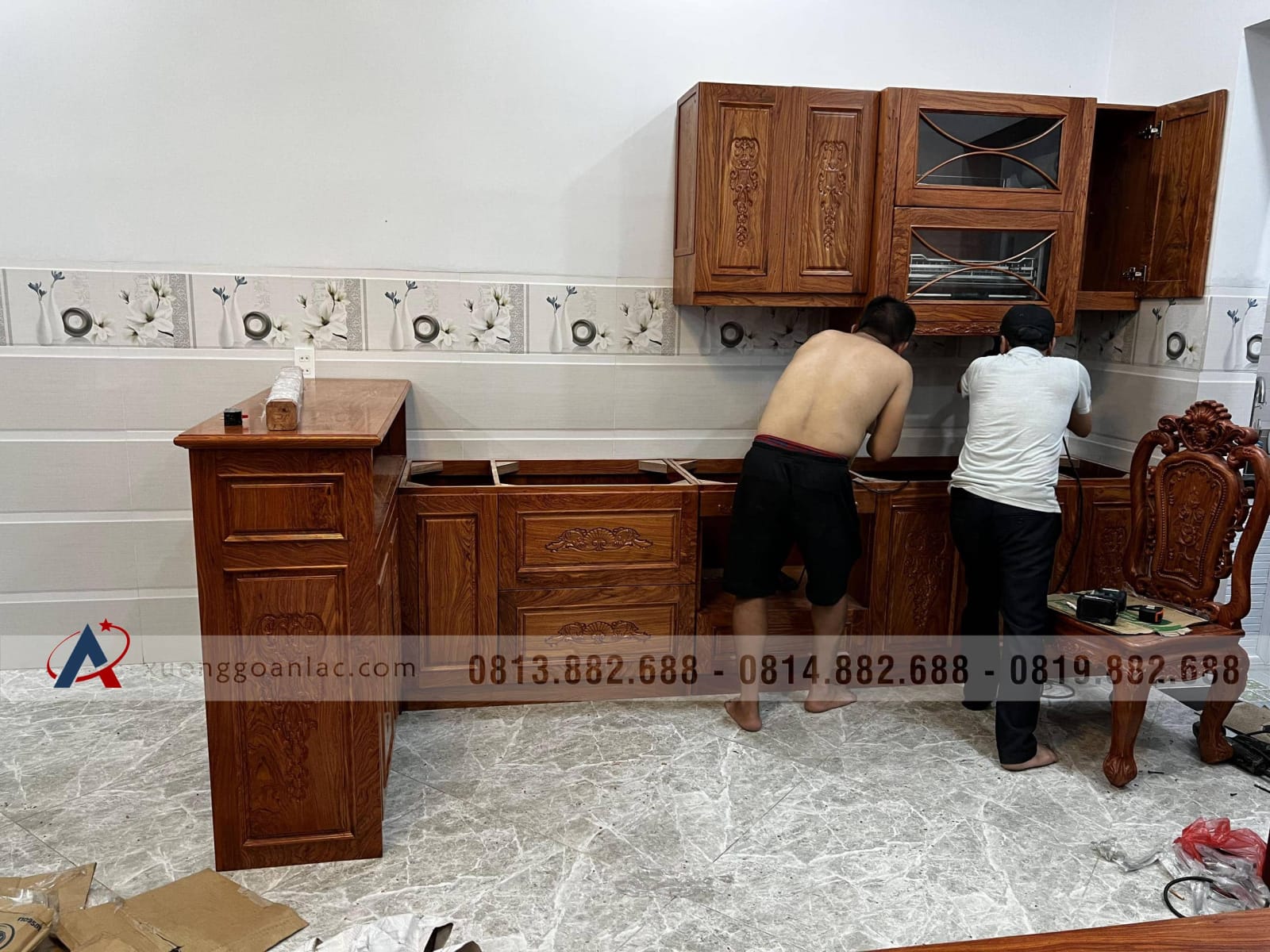 Tủ bếp gỗ hương đá (anh Quân, Bình Dương) 14 tủ bếp