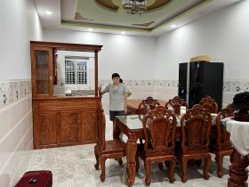 Tủ bếp gỗ hương đá (anh Quân, Bình Dương) 37 Tu bep go huong da cua anh Quan o Binh Duong 18